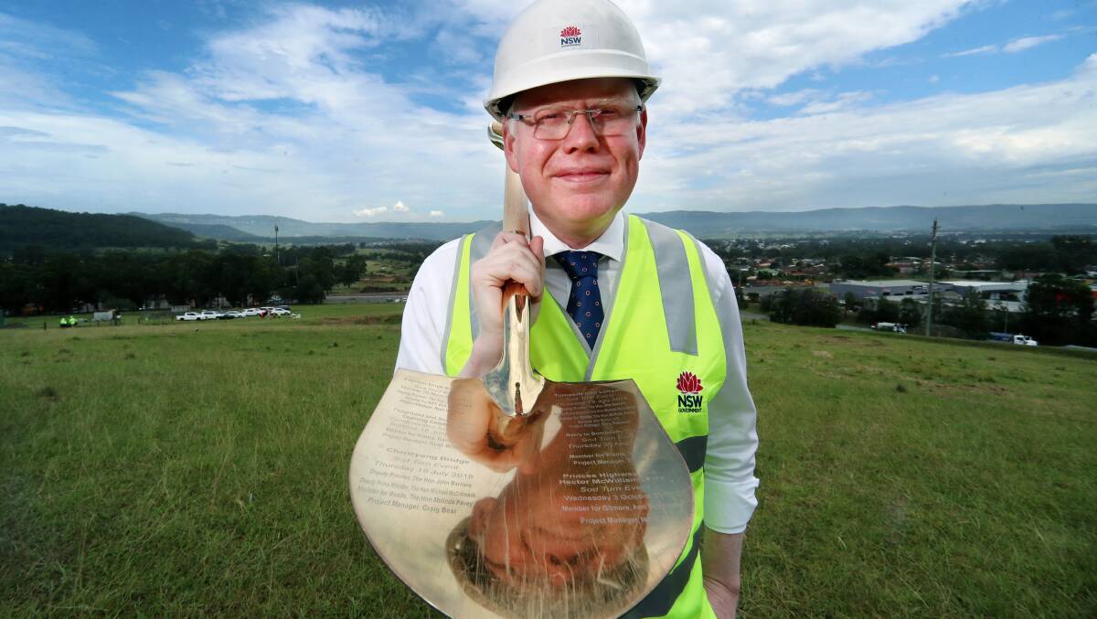 Kiama MP Gareth Ward at the sod turning for the Albion Park Rail bypass. Picture by Sylvia Liber