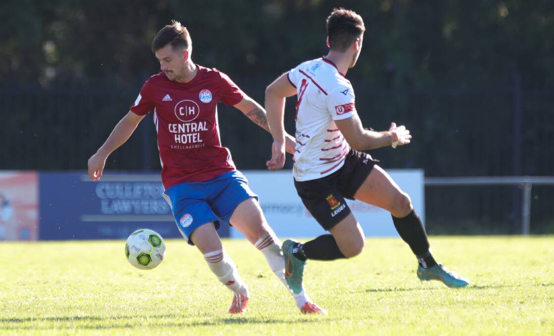 Albion Park striker Cameron Morgan attempts to control possession during a clash with Cringila last year. Picture by Sylvia Liber