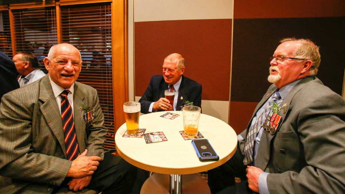 Elders: Glenn Defaveri, Kevin Podolski and Keith Stafford at City Diggers RSL after the Wollongong dawn service.