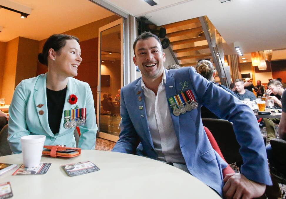 Young veterans: Annah Whittaker and Ryan Wilson at City Diggers RSL on Tuesday after the dawn service.
