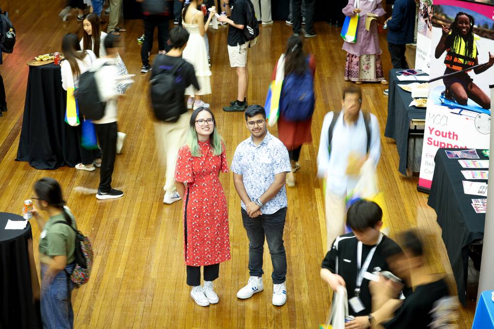 UOW students Autumn Duong and Shaurya Kansal at the Welcome to Wollongong event. Picture by Adam McLean
