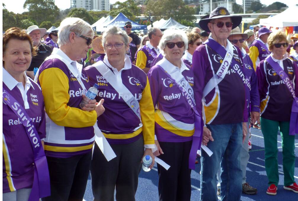 Rotary support: (from left) Yvette Murada, Liz Lewins, Judy Doherty, Sylvia and Alf Harley, and Jean Beattie. Rotary members from several clubs have supported the Relay for Life event since it began 17 years ago.