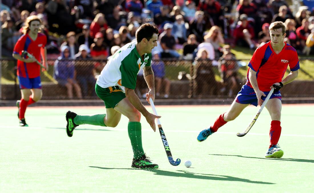 Star turn: Albion Park's Kieran Govers in control during the grand final against Wests at Unanderra hockey fields on Sunday. Park won the match 7-1, with Govers scoring five goals.