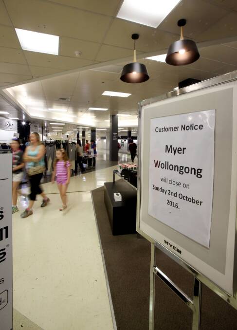 LAST DAY: Myer Wollongong closed for good on Sunday, October 2. Picture: Robert Peet