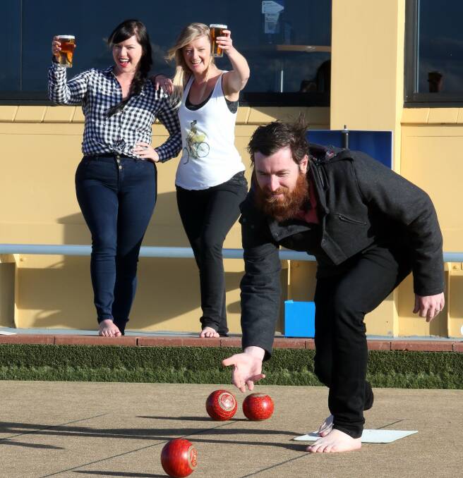 BAREFOOT BOWLS: Jess Zickar, Megan Rowlatt and Adam Woods from Illawarra Intrepid Landcare will host a barefoot bowls day at Towradgi Park Bowls & Recreation Club.