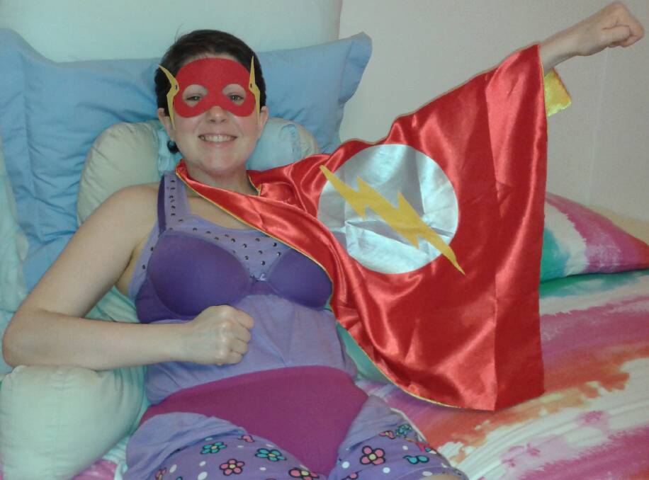FIGHTING ON: Kerri Stephenson is a superhero for ME/CFS to raise awareness and support the Undies on the Outside campaign.