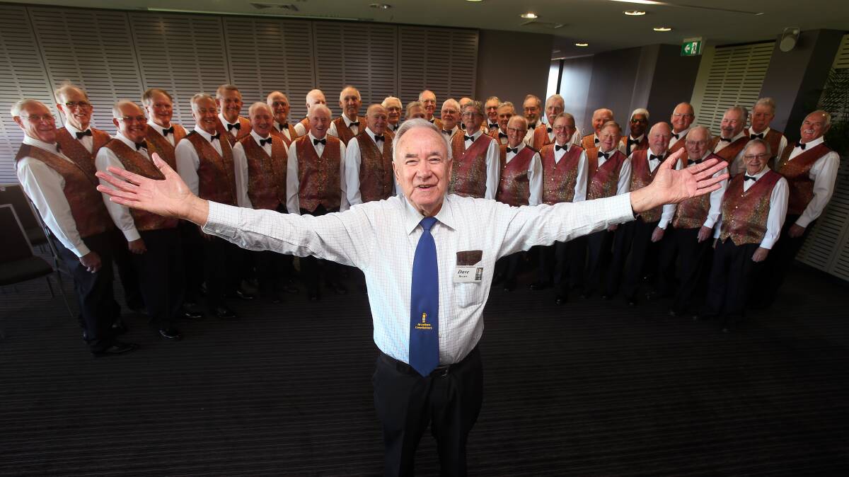 LET ALL MEN SING: David Bryars and the rest of the Arcadians Lamplighters Male Choir. Picture: Robert Peet