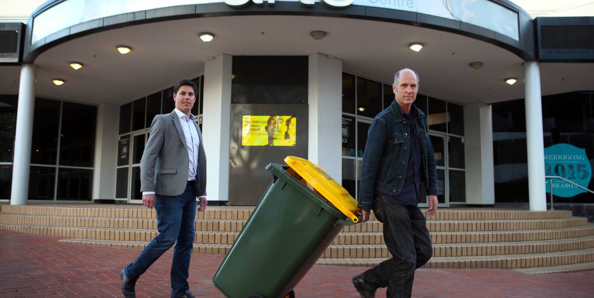 Cleaning up: Rana Environmental principal consultant Levi Gibson and Illawarra Performing Arts Centre facilities manager Steven Robinson. Rana received over $230,000 in funding. Picture: KIRK GILMOUR. 