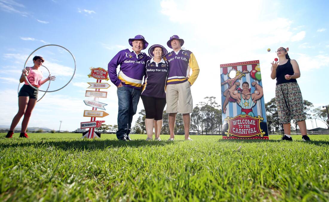 READY TO RELAY: Grant Plecas from Cancer Council, event ambassador Michaela Rees and Gary Rees at the launch of the Shellharbour Relay for Life. Picture: Sylvia Liber 