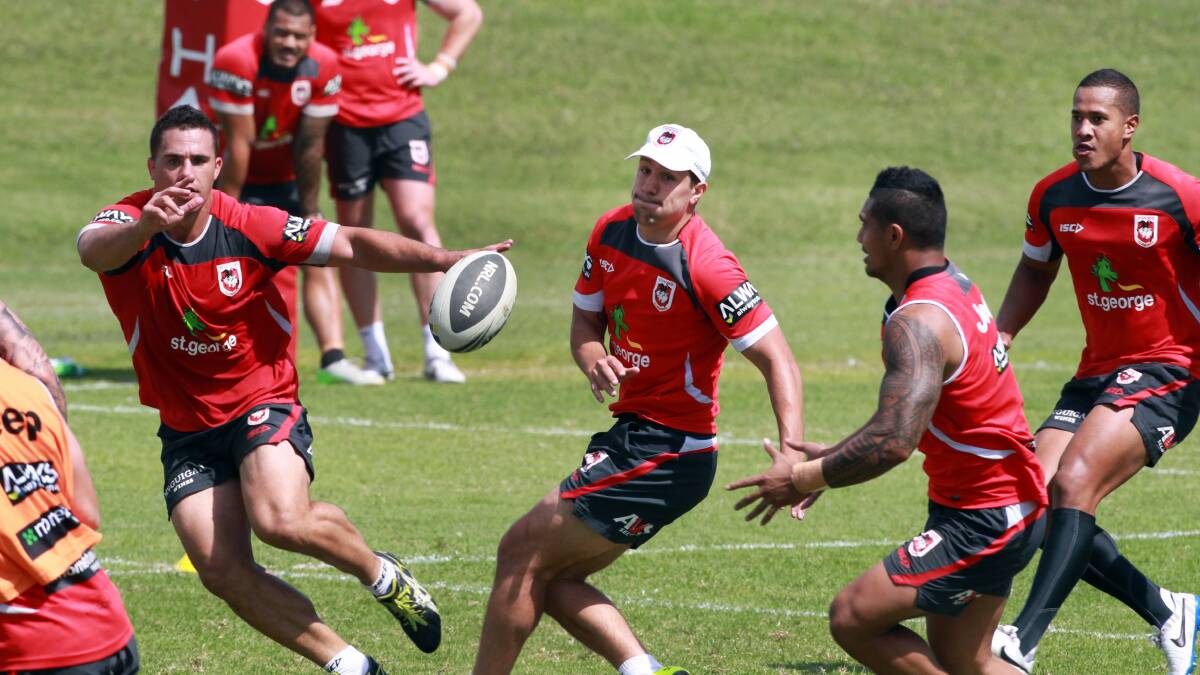 St George Illawarra Dragons train at WIN Stadium on Tuesday. Pictures: ORLANDO CHIODO