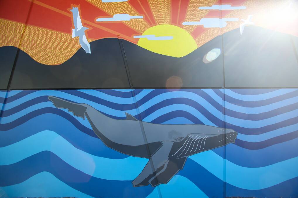 Looking good: Part of the mural painted by two artists on a sound wall along Memorial Drive at Woonona. Picture: Georgia Matts