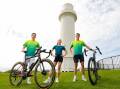 Elite Australian triathletes (from left) Brandon Copeland, Charlotte McShane and Luke Willian are eager to impress at this weekend's World Triathlon Cup in Wollongong. Picture by Anna Warr