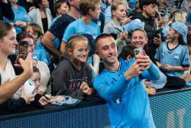 Joel King poses for a selfie with a Sydney FC following Saturday night's win over Western Sydney Wanderers at Allianz Stadium. Picture - @gragrapix/Zenith SEM