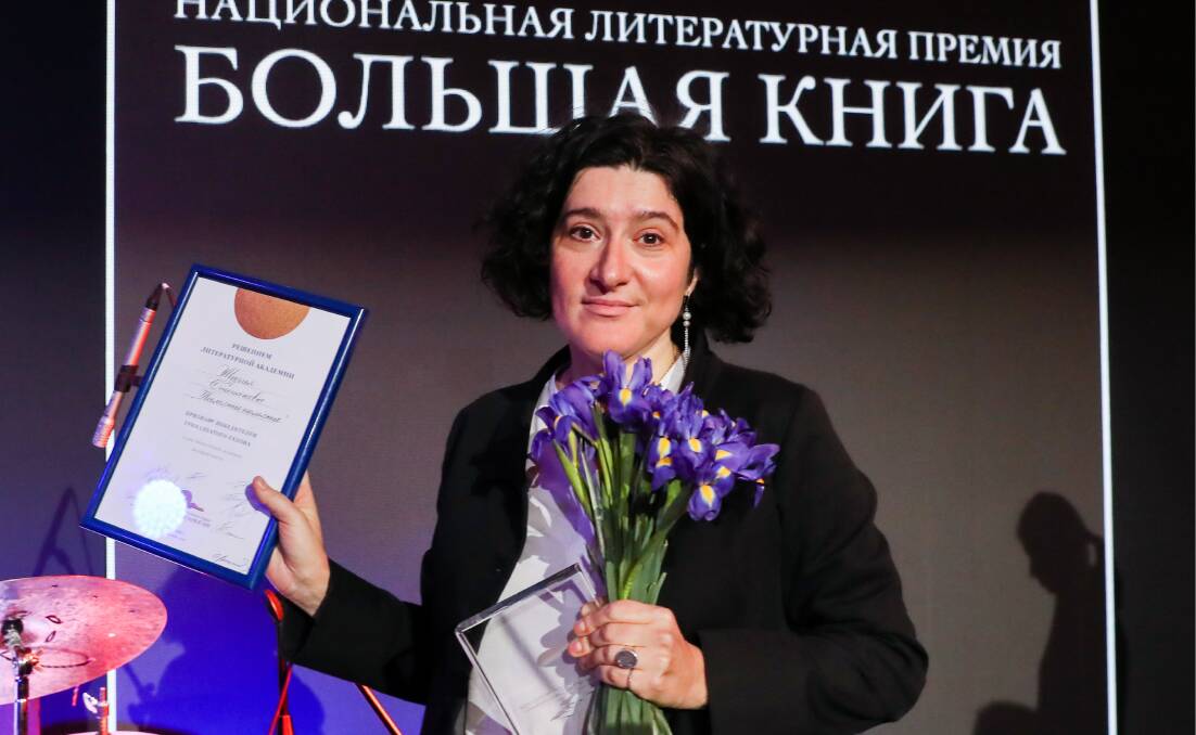 Maria Stepanova winning The Big Book Prize, Russia's largest literary away, in 2018. Picture: Getty Images