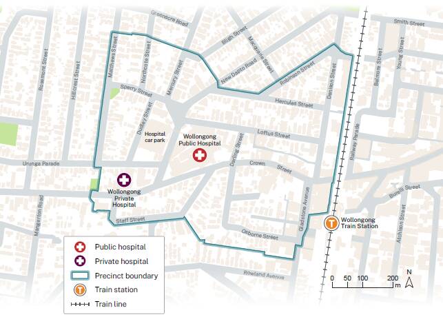 The boundaries of the health precinct revealed. Map supplied