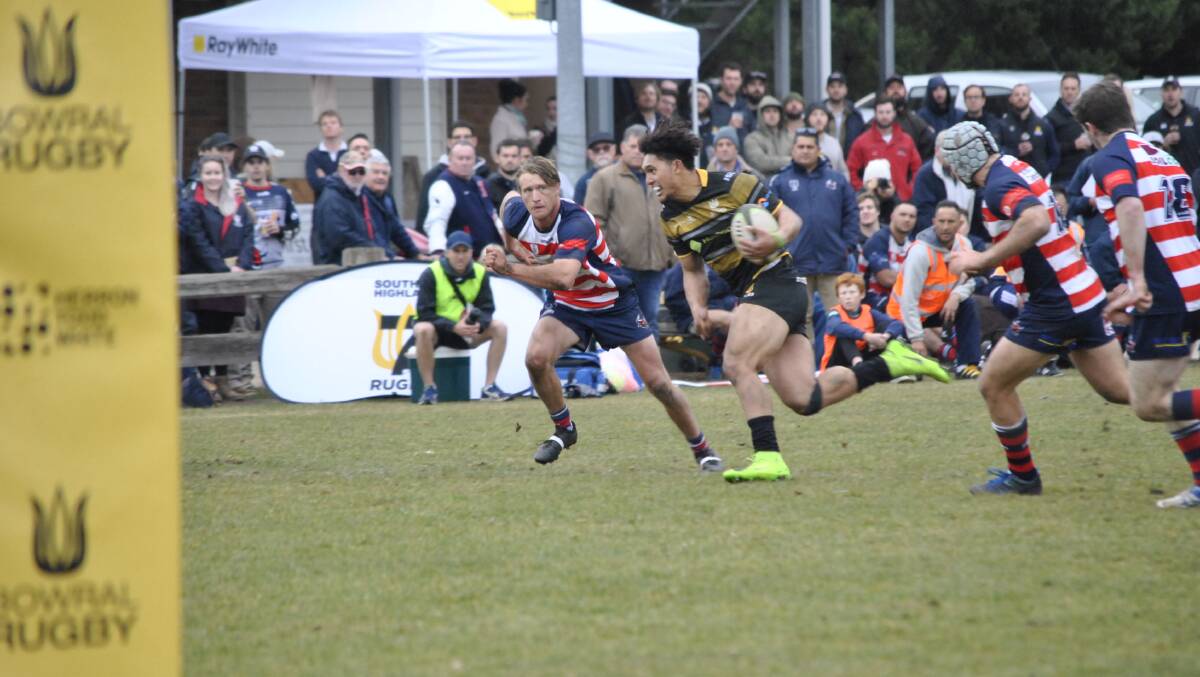 Try-time: Bowral outside-centre Christian Vainerere crossed for a double on Saturday. Picture: Olivia Ralph. 