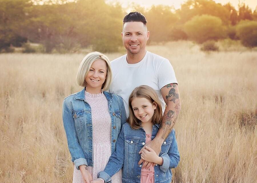 Kimberley Livingstone with her husband Ben and daughter Grace. Picture supplied