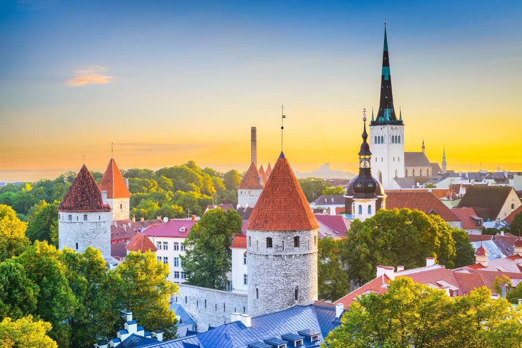 Tallinn, Estonia old city skyline.