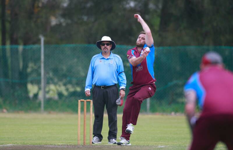 LEAD THE WAY: Kookas bowler Josh Cuthbert steams in at a match against Shellharbour earlier this season. PIcture: GETTY IMAGES