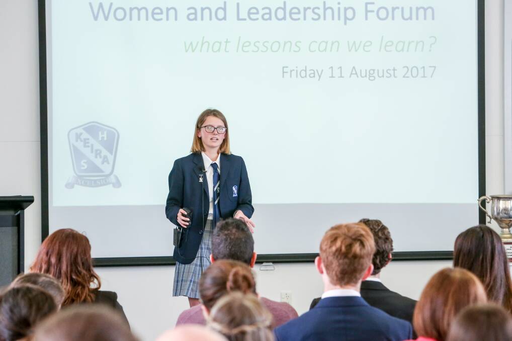 Keira HS captain Rebecca Gonchee during the Women and Leadership Forum. Picture: Adam McLean
