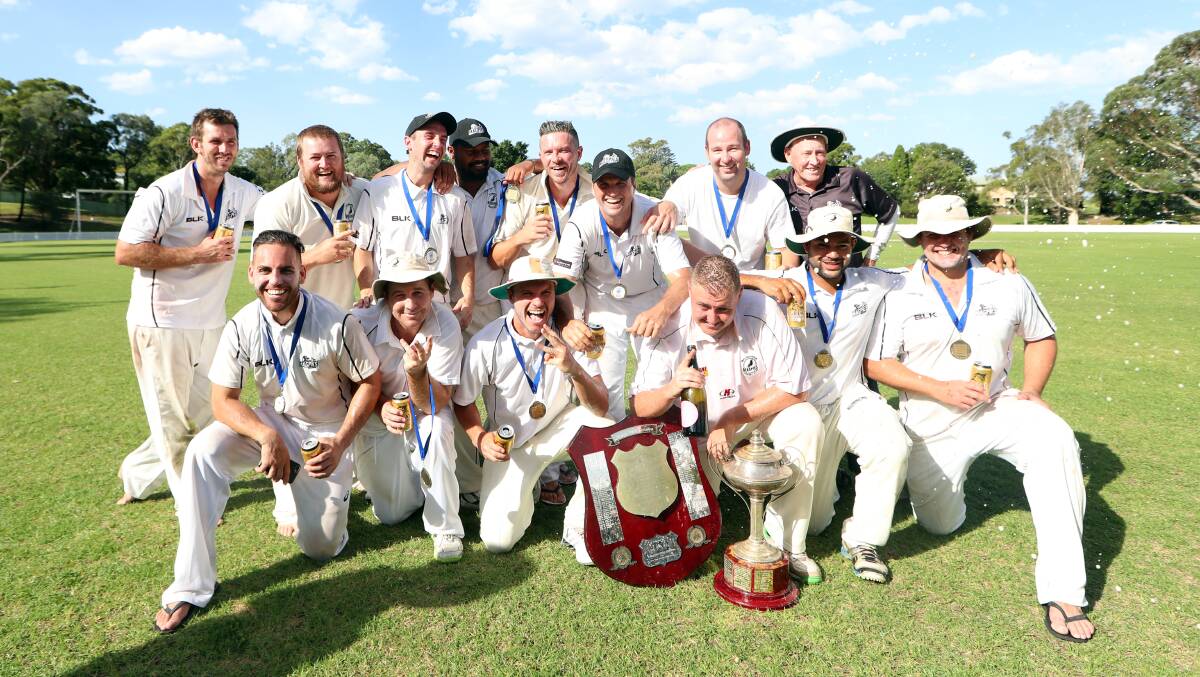 Winners are grinners: Cricket Illawarra premiers Balgownie. Picture: Sylvia Liber. 