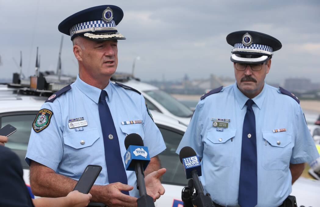 Assistant Commissioner Peter Barrie and Superintendent Bob Ryan launched Operation Chrome in Wollongong on Thursday, April 26. Picture: Robert Peet