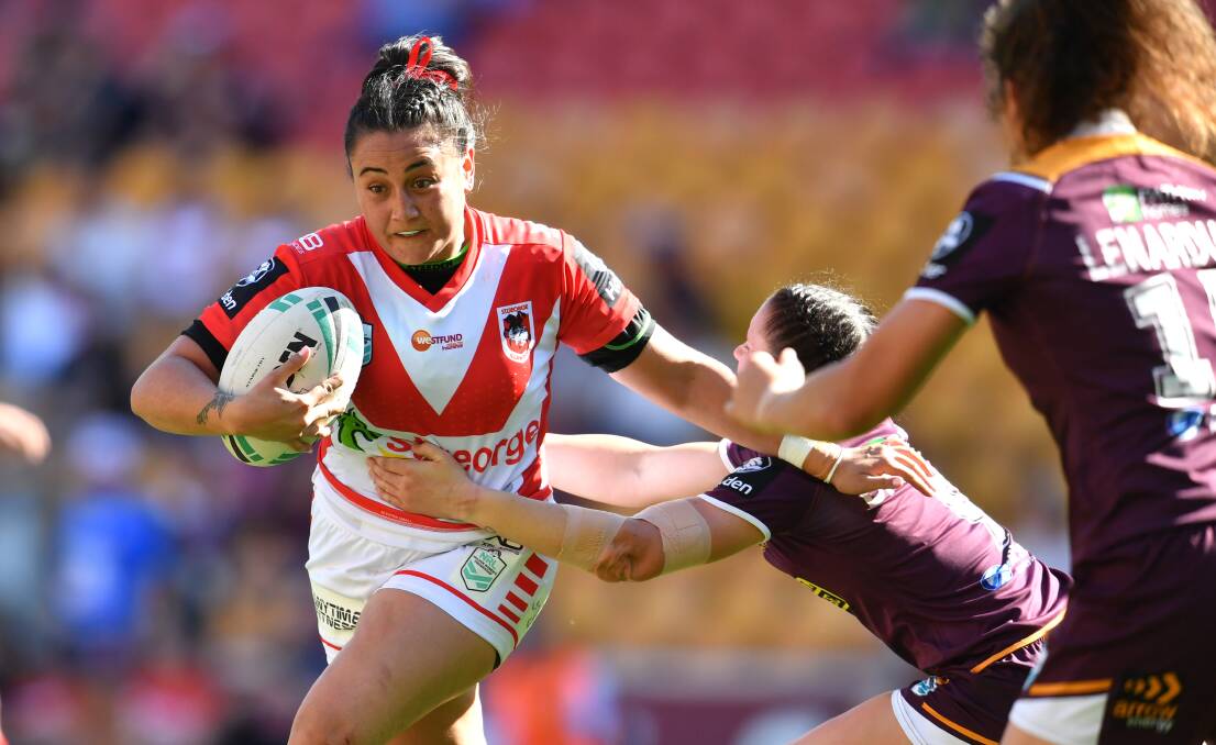 OPENER: St George Illawarra's Annette Brander in action during their match against the Brisbane Broncos at Suncorp Stadium. Picture: AAP Image/Darren England