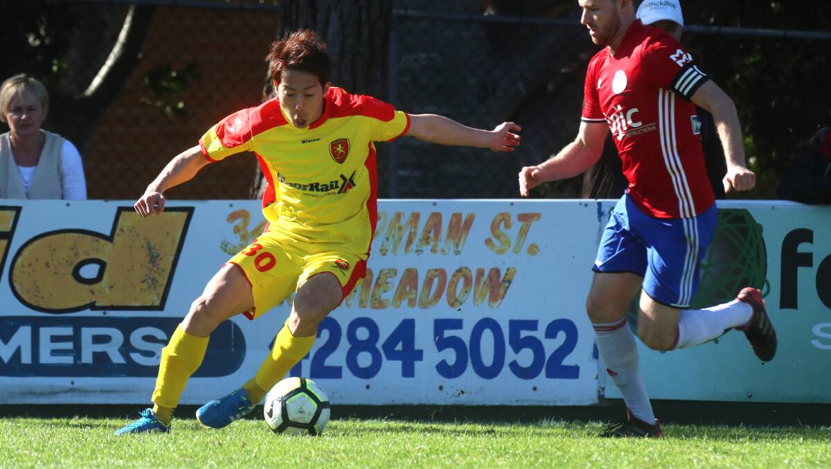 ON A ROLL: Wollongong United's Daisuke Yuzawa during the club's victory over Albion Park White Eagles. Picture: Sylvia Liber. 