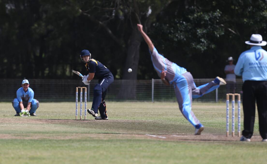 Just did enough: Lake Illawarra's Ryan Maguire bats during the South Coast one-day final on Sunday. Picture: Sylvia Liber.