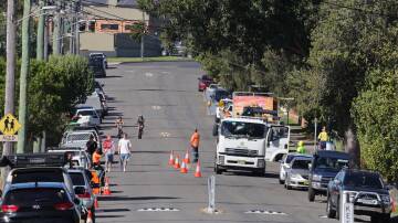 Speed humps were being removed on Murranar Rd on Tuesday. Picture by Sylvia Liber.