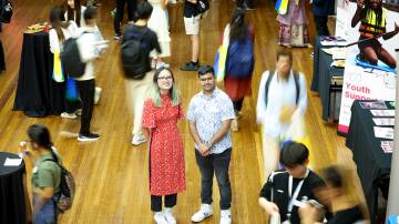 UOW students Autumn Duong and Shaurya Kansal at the Welcome to Wollongong event. Picture by Adam McLean