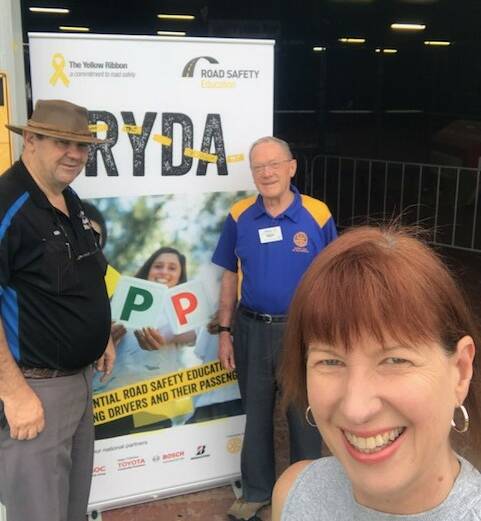 RYDA volunteers: Ken Potter from the Rotary Club of West Wollongong with Brian Reid and Debbie Petreski, from RC Wollongong.