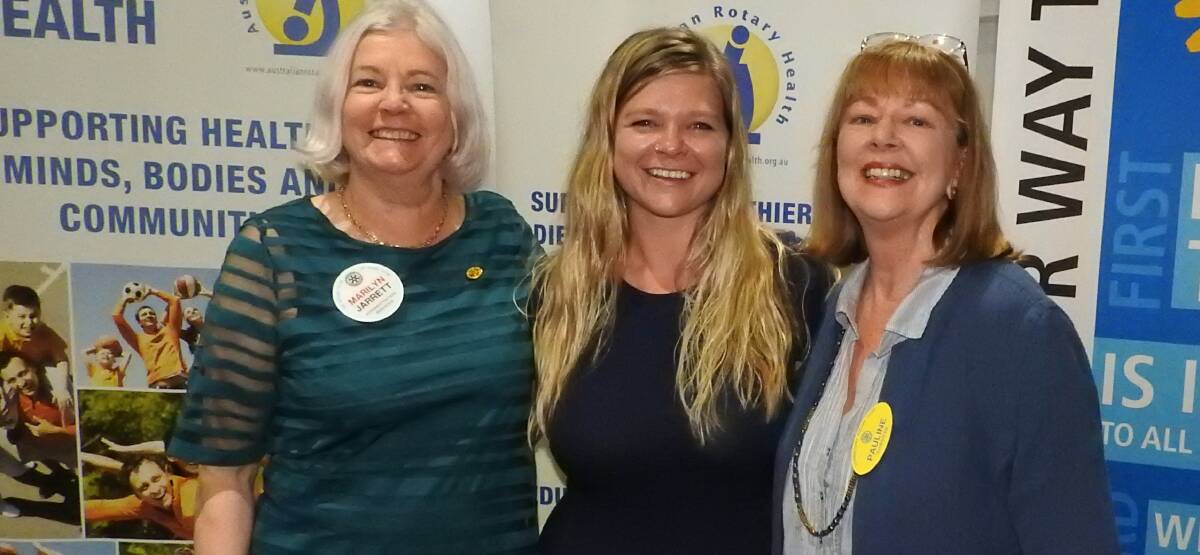 Promising research: Sheena Daignault (centre) with Past Presidents of Kiama & Gerringong Rotary Clubs Marilyn Jarrett (left) and Pauline Thwaites who were presidents when this project started. 