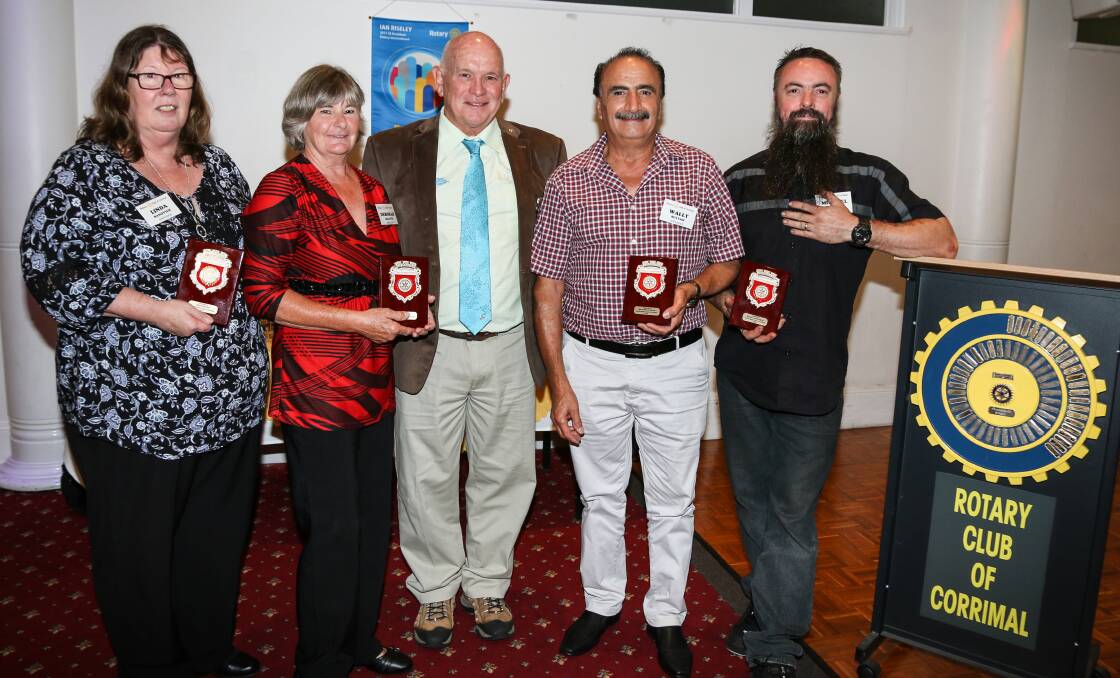 Worthy recipients: Pride of Workmanship award winners Linda Banovich, Deborah Gleaves, Wally Sultan and Michael Knight with Corrinal Rotary Club President Peter Leiner (centre). 