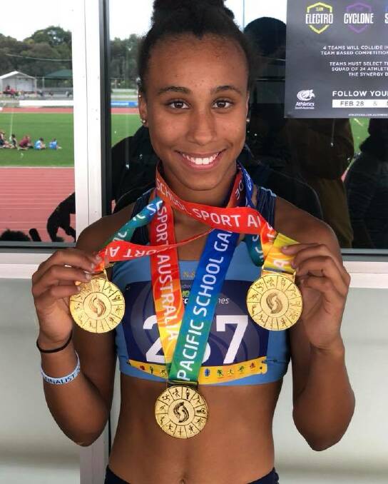 Star athlete: Athletics Wollongong's Chelsea Ezeoke put in some record-breaking performances at the Combined High Schools South Coast Region carnival.