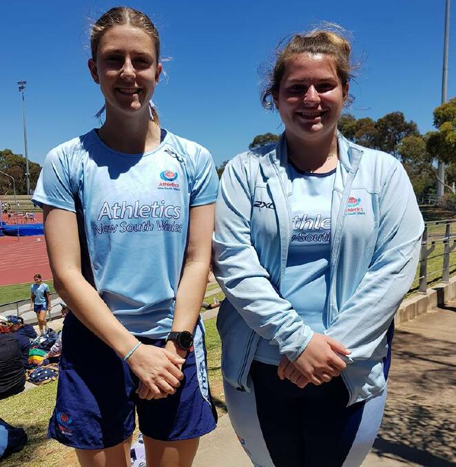 State reps: Athletics Wollongong members Rosie Tozer and Jackie Lernartowicz were NSW representatives at the Australian All Schools Championships in Adelaide.