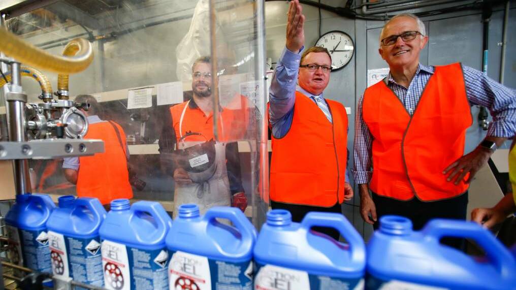 NowChem showcased: Prime Minister Malcolm Turnbull with Nowchem managing director John Lamont at Nowchem factory in Nowra in 2017. Picture: Adam McLean.