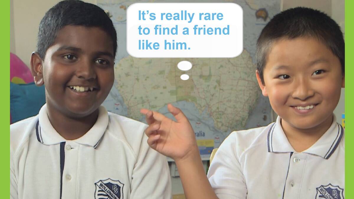 FIRM FRIENDS: Wollongong boys Jake and Girish star in U & Me film called Paper Planes.