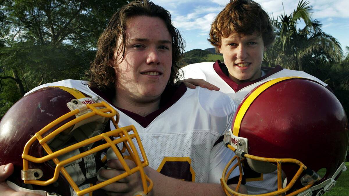 Mitchell Woellner 17 and Simon Quinn 15 pictured in 2007 before representing ACT at the 2007 Junior Gridiron Nationals in Queensland. Picture by Wayne Venables