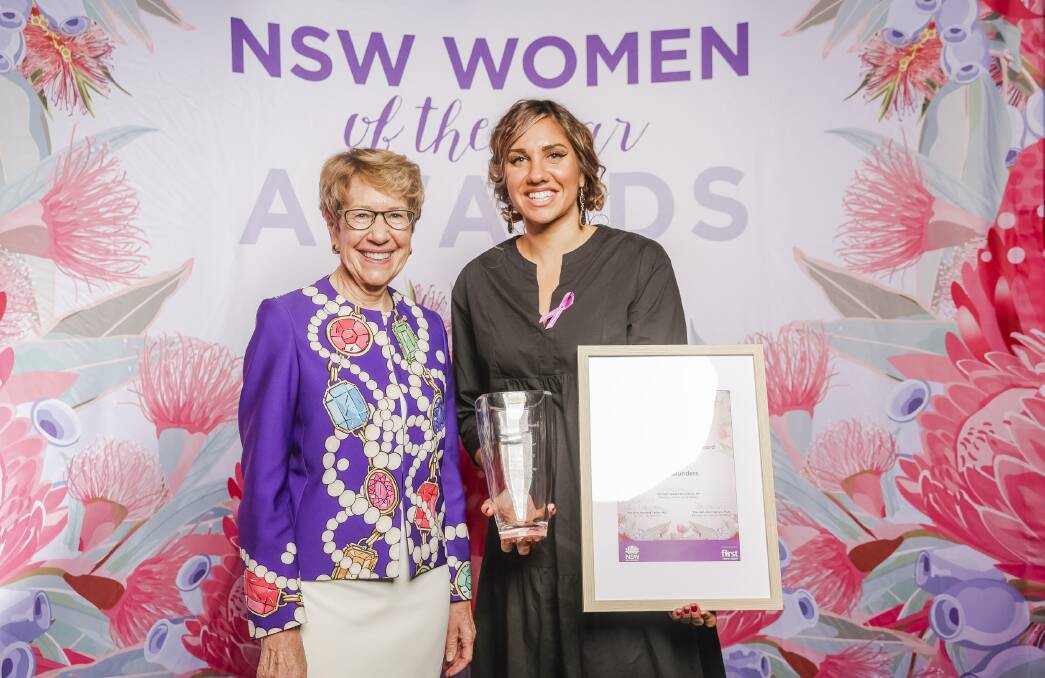 NSW Governor, Her Excellency the Honourable Margaret Beazley AC QC with NSW Aboriginal Woman of the Year winner Kirli Saunders.