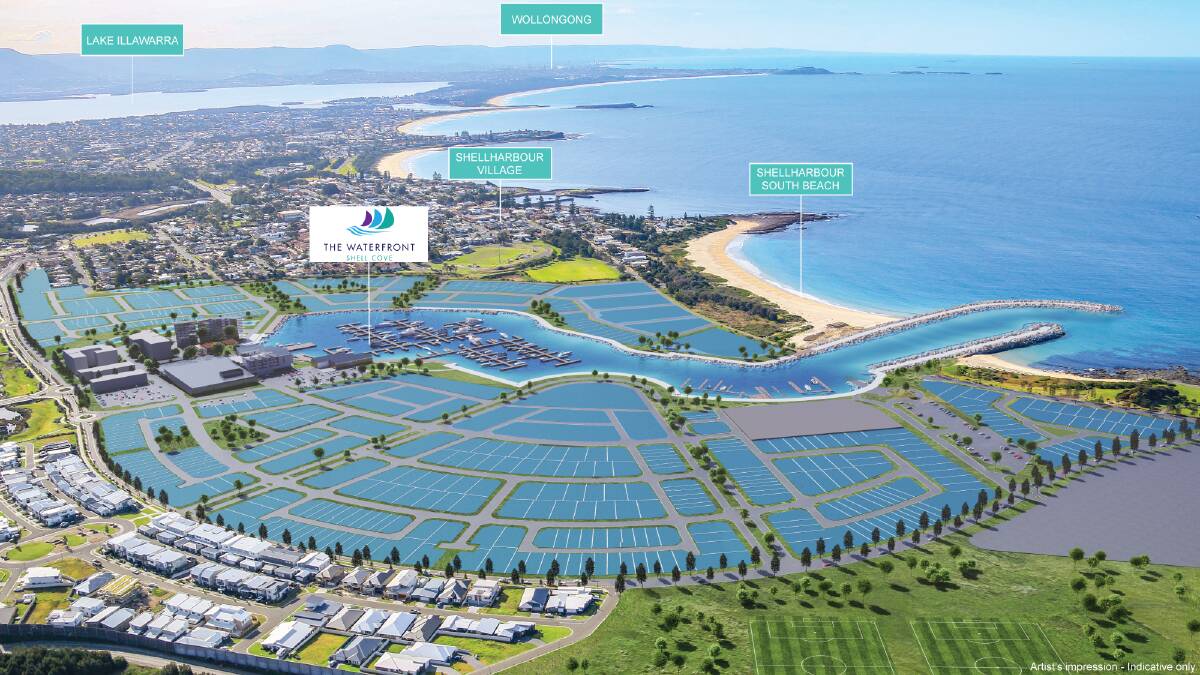 The new report comes after three oceanfront land lots at The Waterfront reportedly set a record for land at Shell Cove on April 13. Shell Cove is a joint development between Shellharbour City Council and Frasers. Pictures: Supplied