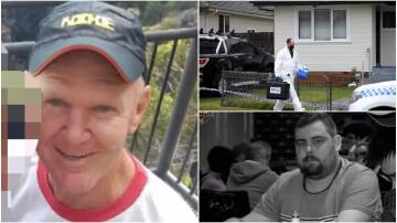 Stephen Staff; forensic police at Matthew Davis' home last year; and deceased man Matthew Davis. Pictures: Facebook, NSW Police