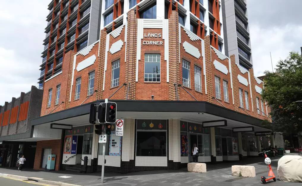The Langs Corner facade in Crown Street Mall was knocked down and rebuilt to make way for a multi-storey office block.