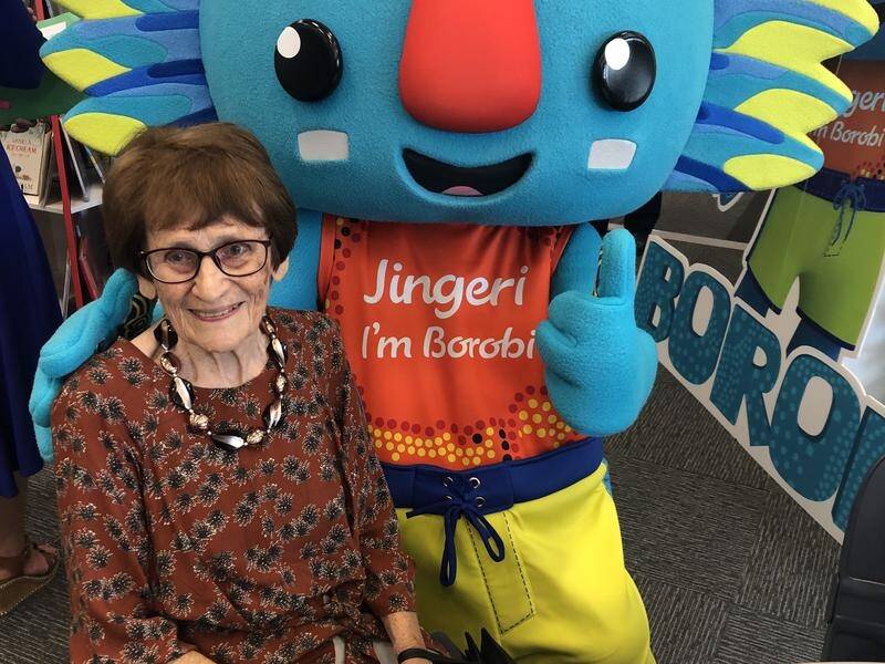 Commonwealth Games mascot Borobi and Yugambeh Elder Patricia O'Connor launch Borobi Day on May 31
