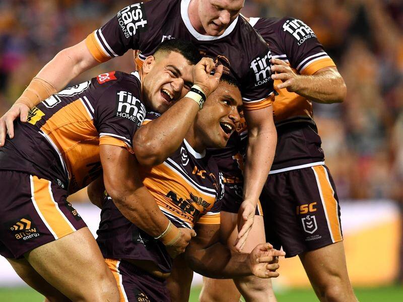 A powerhouse display by Tevita Pangai propelled Brisbane to a NRL derby win over North Queensland.
