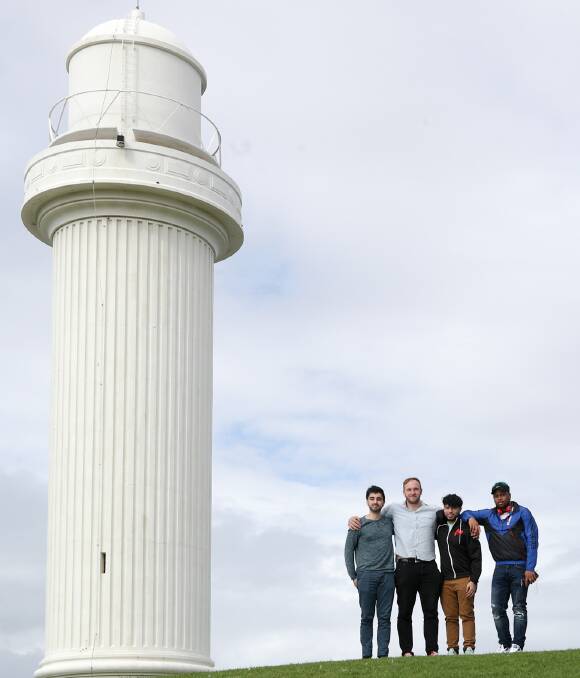 Calm before the gaming storm: Ramin Delshad, Sean Thorpe. Jonathon Reyes and Tyrell Coleman in Wollongong getting ready for a big weekend of competition in Shellharbour. Picture: Adam McLean.


