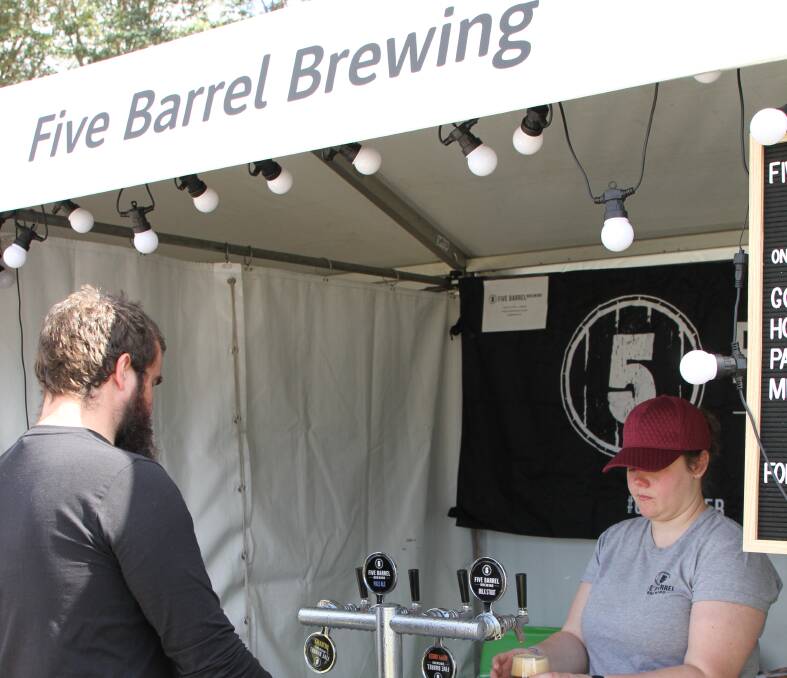 Supporting community: Five Barrel Brewing at the South Coast Food and Wine Festival in Berry on the weekend. Picture: Greg Ellis.
