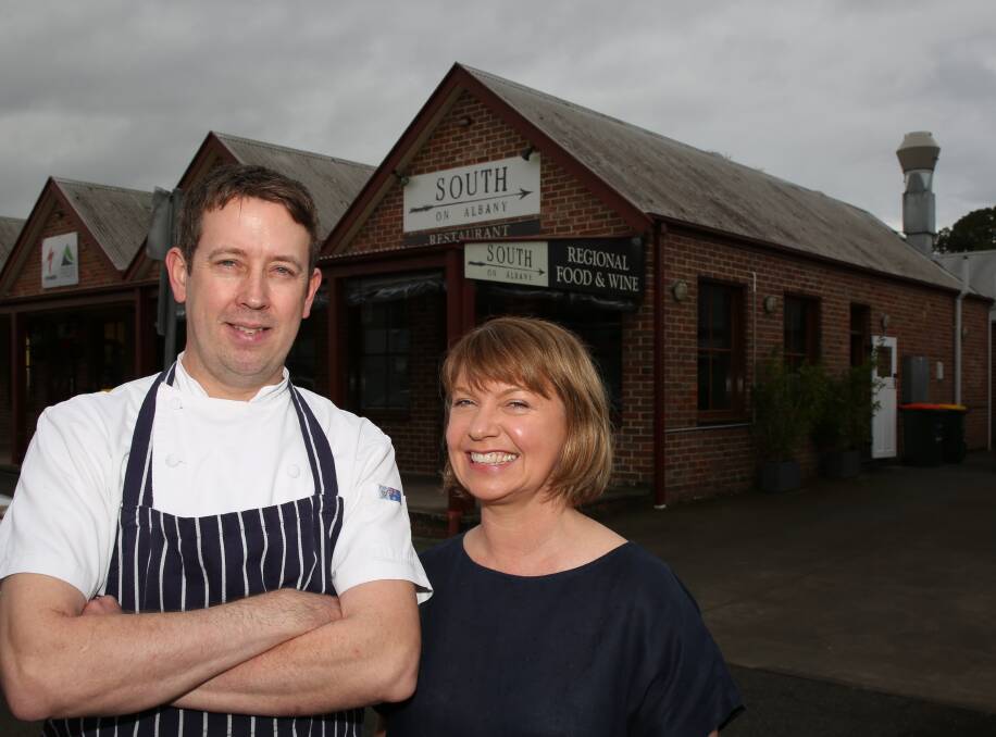 Hatted chef John Evans and Sonia Greig at South on Albany in Berry. Picture: Greg Ellis.
