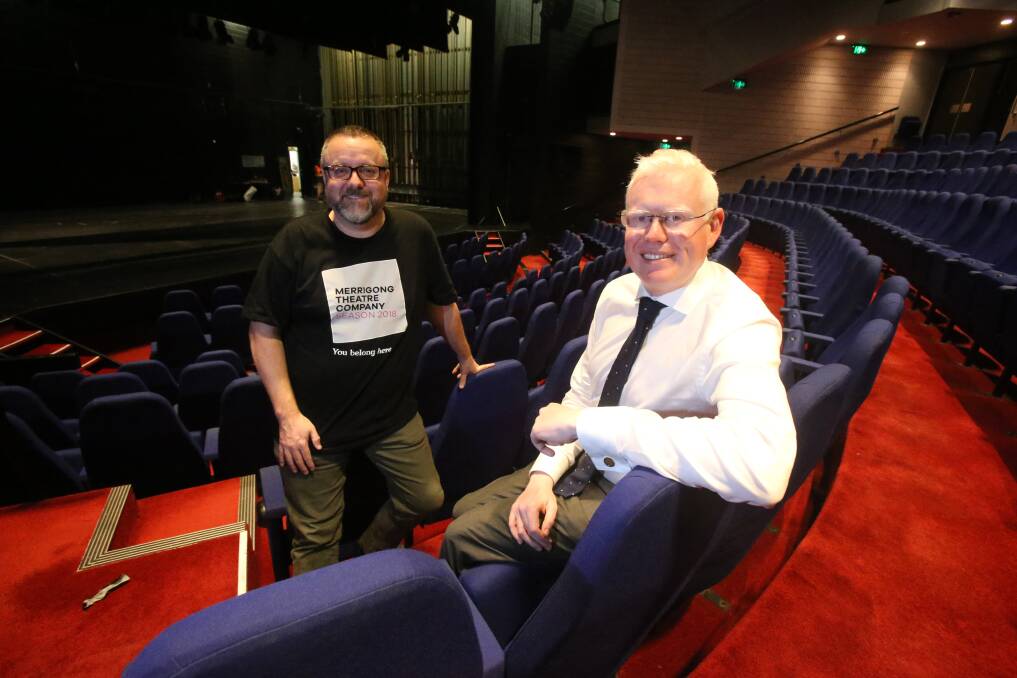 Arts support: Merrigong Theatre Company's Simon Hinton with Kiama MP Gareth Ward at Illawarra Performing Arts Centre. Picture: Robert Peet.

