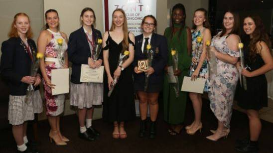  Zonta recognition: Elizabeth Martin, Annabel Cook, Mia Whitehall, Denali Hutt, Grace Allen, Xoese Attipoe, Stefanie Kusters, Czarina Jermyn and Sophie Ryan at the 2017 Zonta Young Woman in Public Affairs Award presentation. Picture: Greg Ellis.
